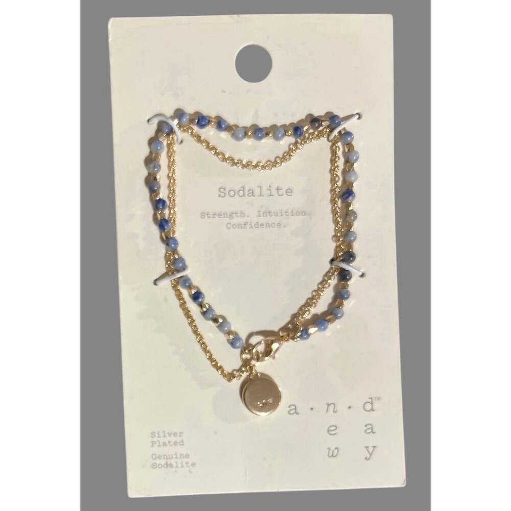 A New Day Sodalite Beaded Bracelet Silver Plated Layered Charm Boho NWT Target